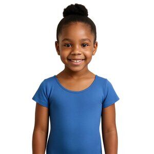 Capezio Childs I 6X-7 Leotard Cobalt Blue Short Sleeve Scoop Neck Dance